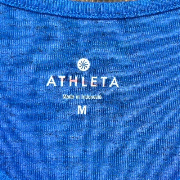 Athleta Racerback Tank Top M Blue Hi Low Hem Heathered Stretch Workout Athletic - Picture 4 of 8